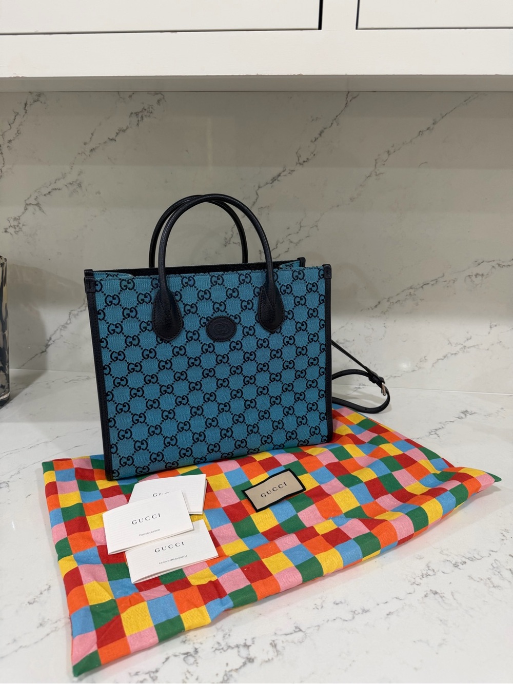 Gucci Blue GG Tote with Dust Bag - Like New!